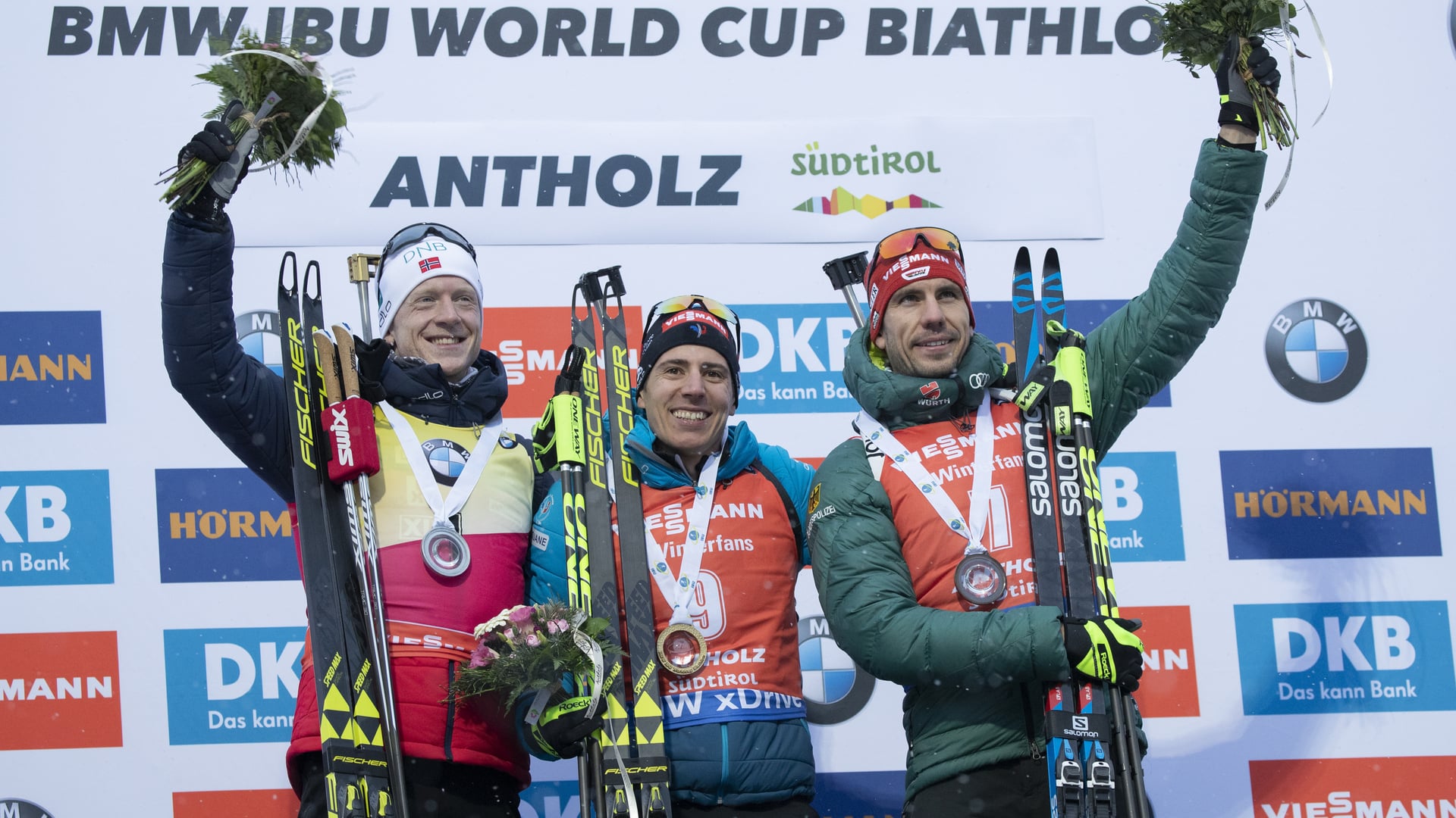27.01.2019 - Quentin Fillon Maillet celebrates at the Anterselva final